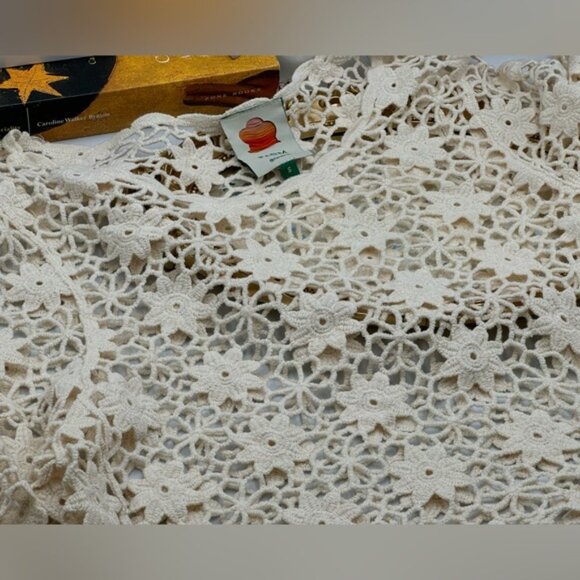 🆕 FARM Rio 🧿 NWOT Off White Crochet Crop Top, Sz Sm - Picture 11 of 13